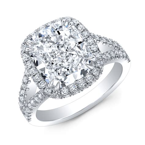1 7ct cushion cut natural diamond natural split shank halo pave diamond engagement ring gia