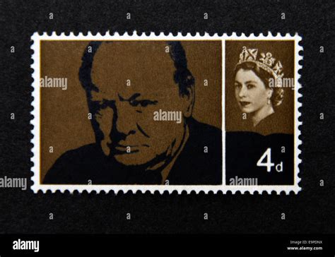 Postage Stamp Great Britain Queen Elizabeth Ii Sir Winston Churchill