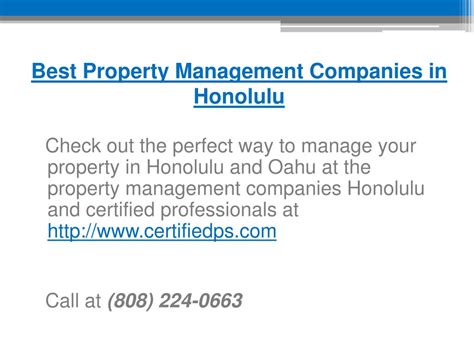 Ppt Best Property Management Companies In Honolulu Certifiedps