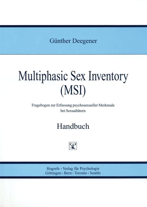 Multiphasic Sex Inventory Msi 1996 Fragebogen Zur Erfassung Psychosexueller Merkmale Bei