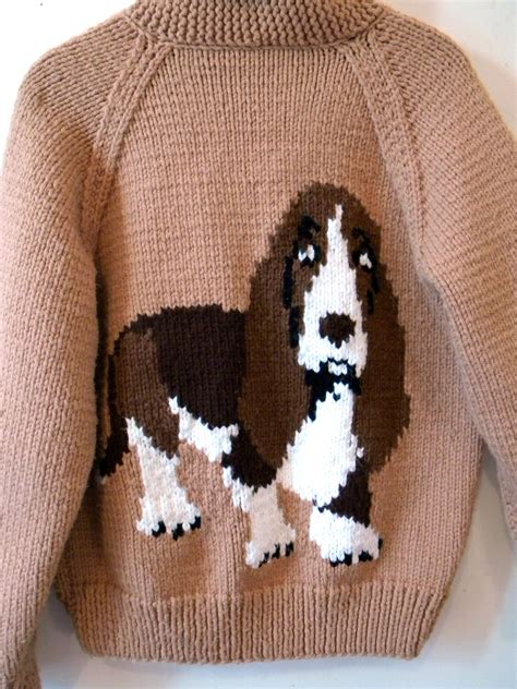 Mens Hipster Sweater Cowichan Style Basset Hound Cardigan Etsy