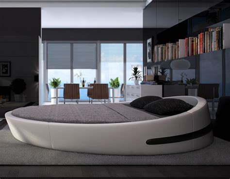 Mybestfurn Italy Design Luxury Large Size Round Bedtop Grain Leather