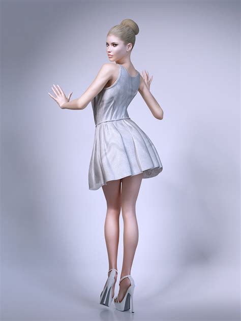 Girl Wearing Summer Dresses 3d Model Max Obj Fbx Mtl