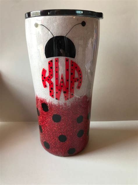 Monogram Ladybug Tumbler Etsy