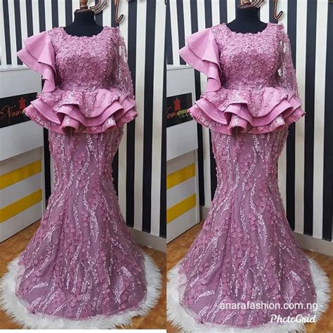 Peplum Lace Asoebi Skirt And Blouse 2021 For Wedding Guests 50 Designs