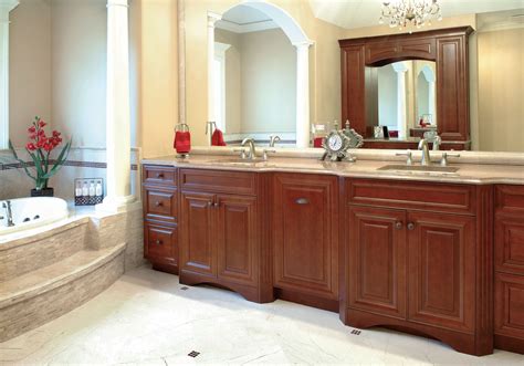 You aren't limited by just two sinks and a center drawer. Bathroom Vanity Cabinets Design and Materials - Traba Homes