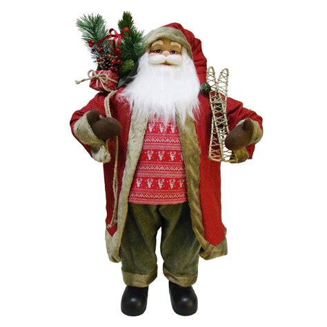 Home Accents Holiday 3 Ft Christmas Santa With Present Bag And Skis Asm
