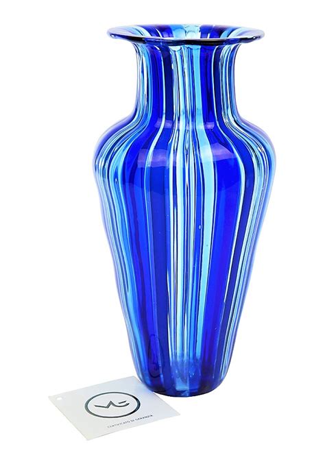 Vintage Blue Murano Glass Vase Oleon Made Murano Glass