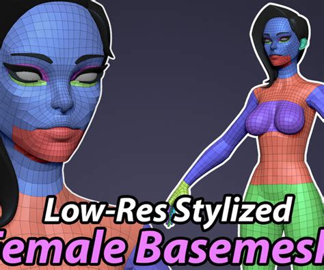 artstation low res stylized female basemesh game assets