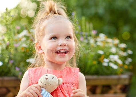 Portrait Of Happy Beautiful Little Girl Outdoors Stock Image Image Of