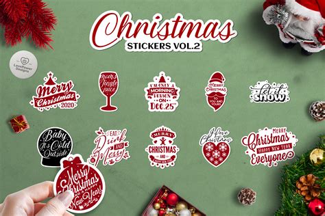 Christmas Stickers Bundle | Print and Cut Stickers SVG | PNG Vol2