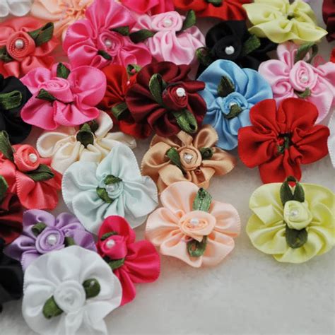 buy 40pcs new ribbon flowers bows sewing appliques craft wedding decoration