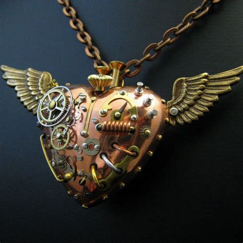Steampunk Heart Pendant Jewelry Fob Charm Watch Gears