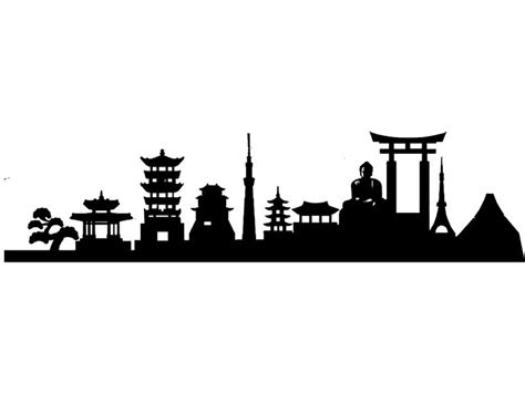 Japan Skyline Vector Canvas Painting Patterns Skyline Drawing