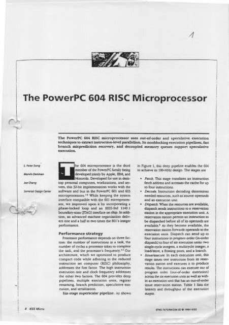 The Powerpc 604 Risc Microprocessor