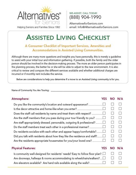 Assisted Living Checklist Artofit