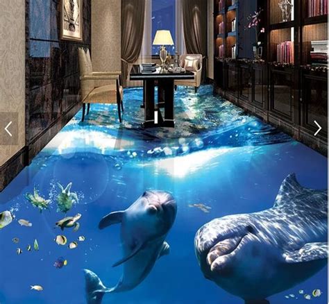 Free Shipping 3d Custom Wall Sticker Waterproof Cute Sea World Dolphins