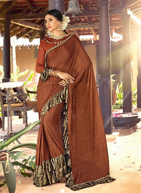 brown ceremonial trendy saree trendy sarees fancy sarees fashion