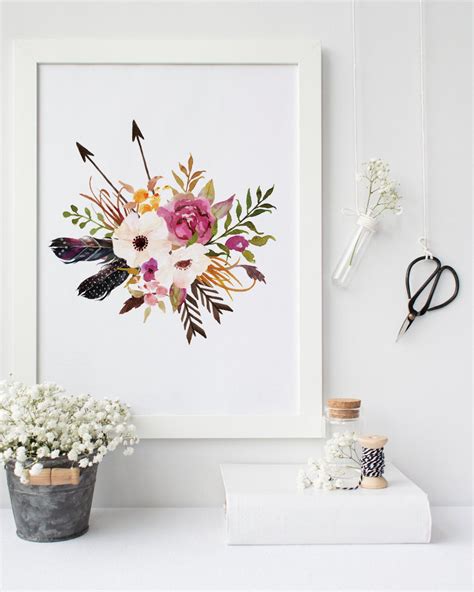 Boho Free Printable Wall Art Flowers