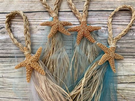 Braided Sugar Starfish Pew Bow Beach Wedding Decor With Tulle Sea 2