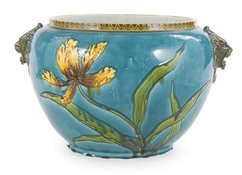 170 a paul milet earthenware turquoise ground jardinière late 19th early 20th century