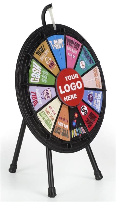 Mini Prize Wheel With 12 Slots And Printable Templates Countertop Black Prize Wheel Raffle