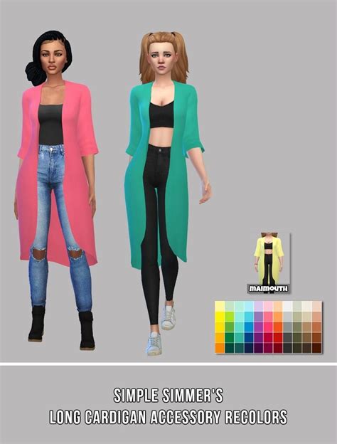 Long Cardigan Recolors Sims 4 Clothing Sims 4 Clothes