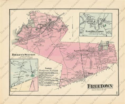 Freetown Massachusetts 1871 Map Replica Or Genuine Original