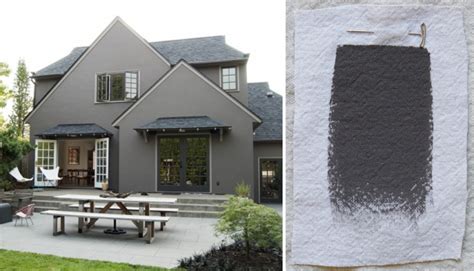 Grey wood house, exterior, squared windows, red roof house paint exterior, red roof house. Shades of Gray: Architects Pick the 10 Best Exterior Gray Paints: Gardenista