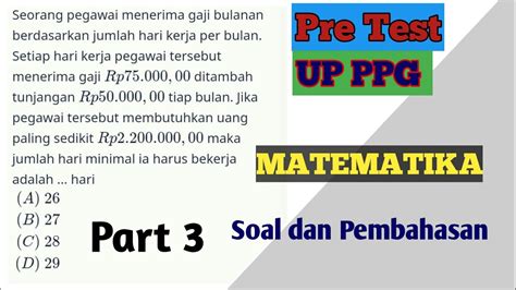 Pembahasan Pretest Ppg And Up Ppg Matematika Bagian 3 Youtube