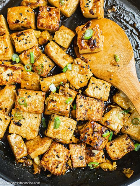 Chinese Garlic Tofu Stir Fry Shuangys Kitchen Sink Recipe Tofu