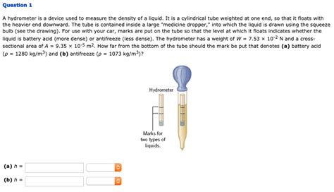 Solved Question Hydrometer Device Used Measure The Density Of Liquid