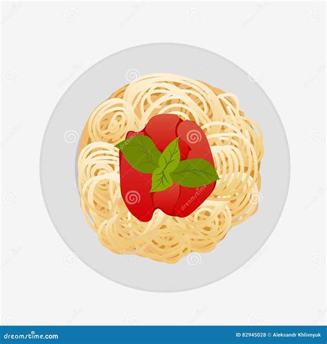 Spaghetti Bolognese Isolated On White Illustration Royalty Free Cartoon