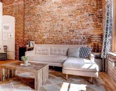 Exposed Brick Wall Living Room Design Ideas