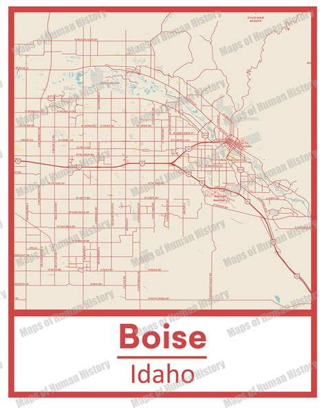 Retro Boise Idaho Street Map Poster And Opciones De Impresión Etsy España