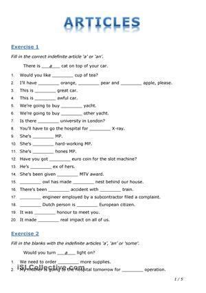 Printable worksheets download, materials for teaching and learning english. This worksheet consists 4 exercises to practise articles ...
