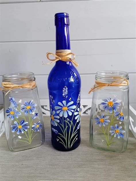 Rjfufygghçç Hand Painted Wine Bottles Glass Bottle Crafts Glass