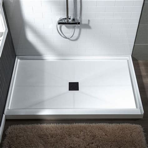 Woodbridge Krasik 48 In L X 32 In W Alcove Solid Surface Shower Pan Base With Center Drain In