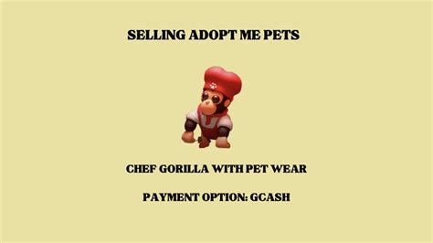 Chef Gorilla With Pet Wear Adopt Me On Carousell