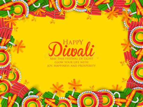 Colorful Fire Cracker On Happy Diwali Background For Light Festival Of