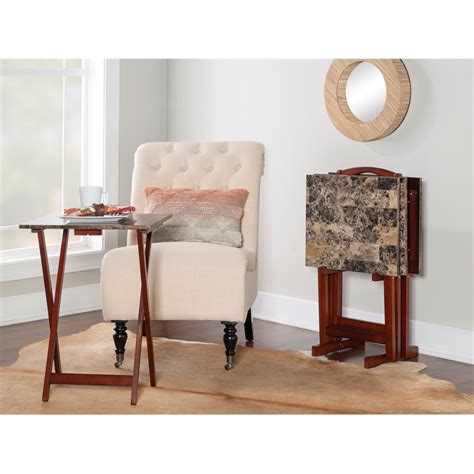 Maybe you would like to learn more about one of these? linon faux marble wood tray table set in brown ...