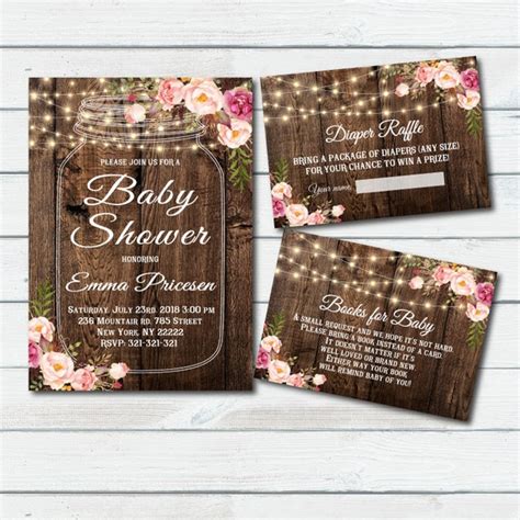 Rustic Baby Shower Invitation Boho Floral Baby Shower Etsy