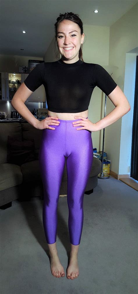 Lilac Purple Shiny Leggings Spandex Lycra Dance Yoga Pants Small Uk