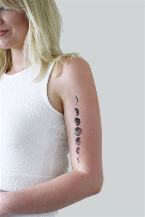 Moon Phase Temporary Tattoo Moon Temporary Tattoo Moon Etsy