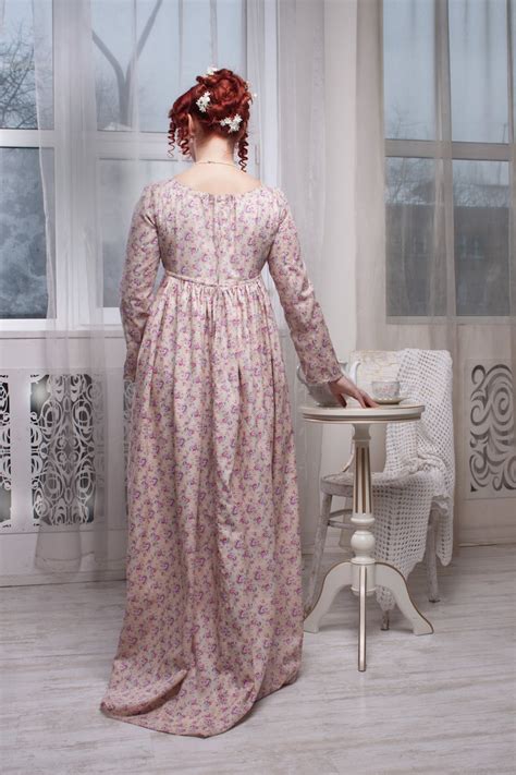Regency Morning Dress 1800s Home Gown Etsy