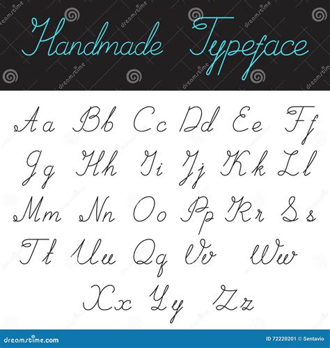 Handmade Calligraphic Script Font Linear Style Vec Stock Vector