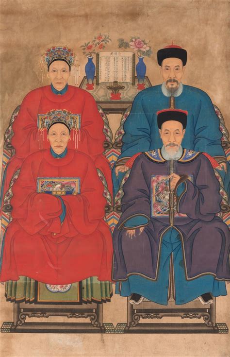 A Large Framed Chinese Ancestor Portrait Late Qing Dynasty Mossgreen Find Lots Online