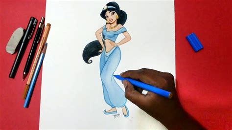 How To Draw Disney S Princess Jasmine From Aladdin Youtube