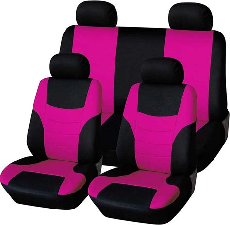 xtremeauto® universal rs car front and rear seat cover and floor mat set pink uk
