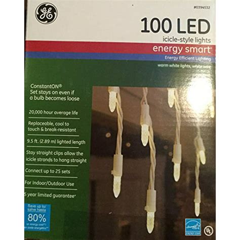 Ge 100 Count Led Mini White Christmas Icicle String Lights White Wire